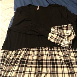 Buffalo plaid baby doll with bell sleeves. NWOT